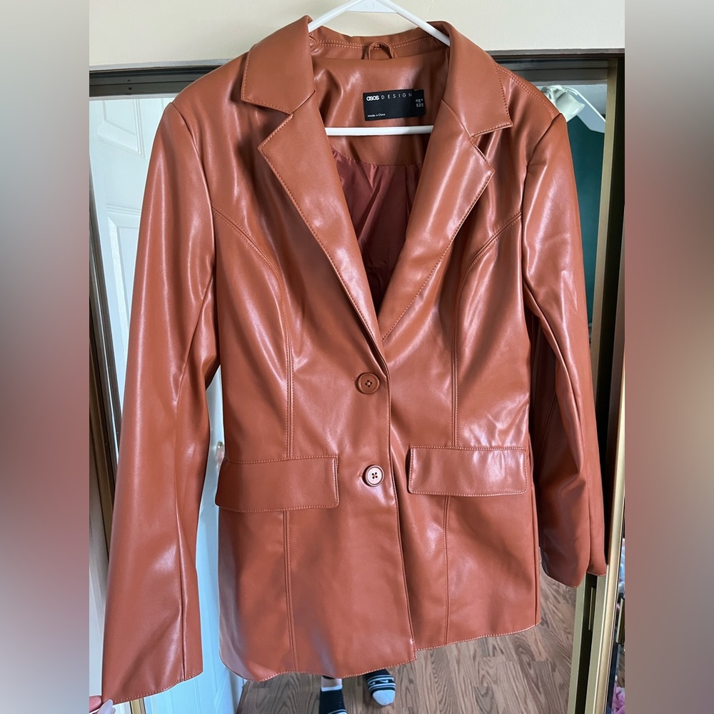 Faux leather blazer
